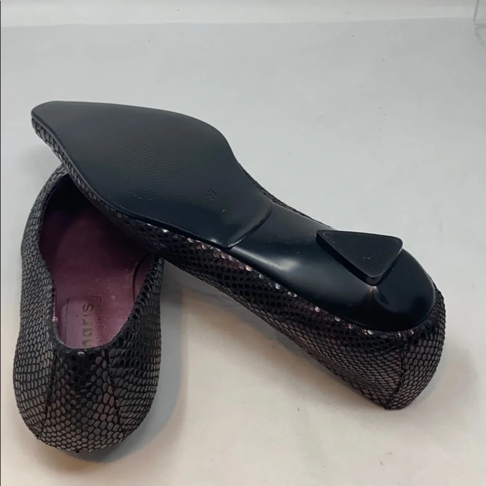 Tamaris Sz 37 Dark Purple Salmon Skin Flats shoes
